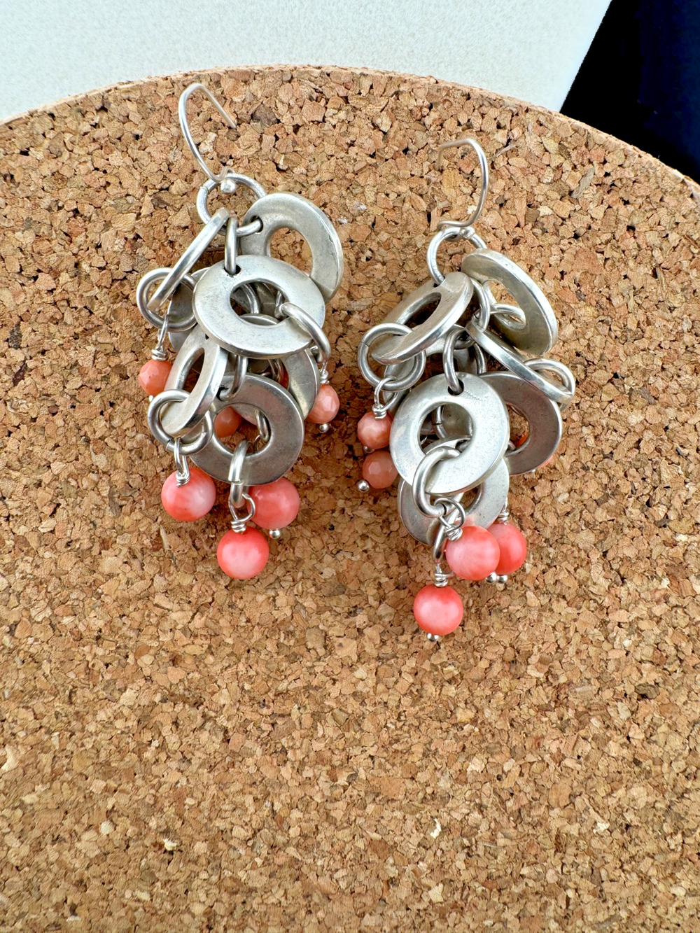 Vintage Sterling Silver 925 Artisan Cluster Dangle Earrings